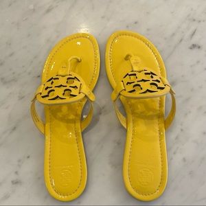Tory Burch patent yellow Miller sandals size 10